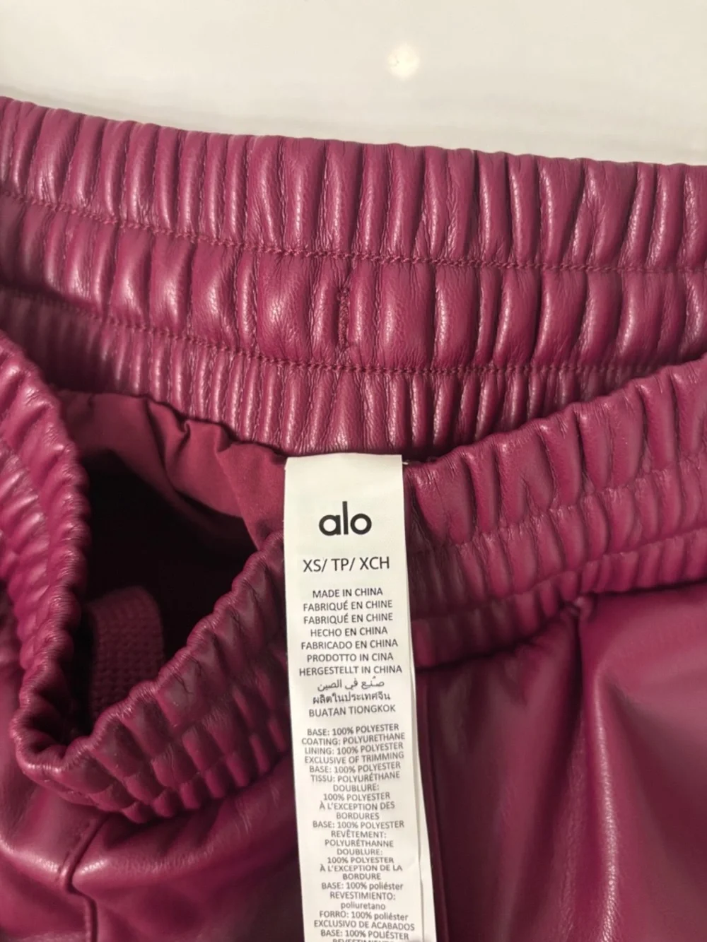 ALO XS FOAX LEATHER JOGGERS